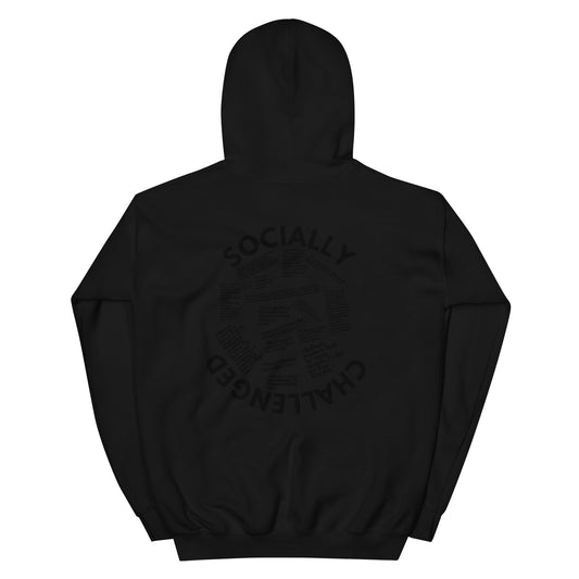 Socially Challenged_Quote_Blackout Hoodie